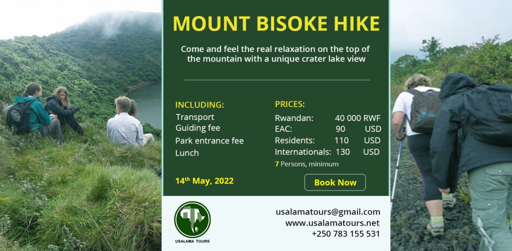 Flyer for Mount Bisoke hike adventure