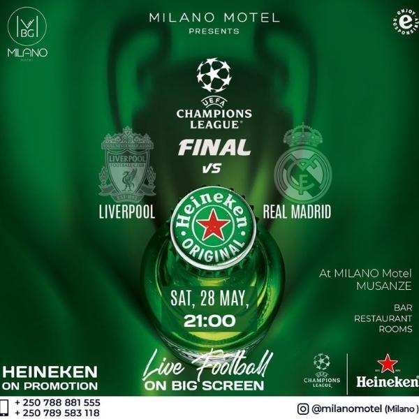 flyer for UCL Final live on big screen in Milano motel on 28th May at 9pm (1)